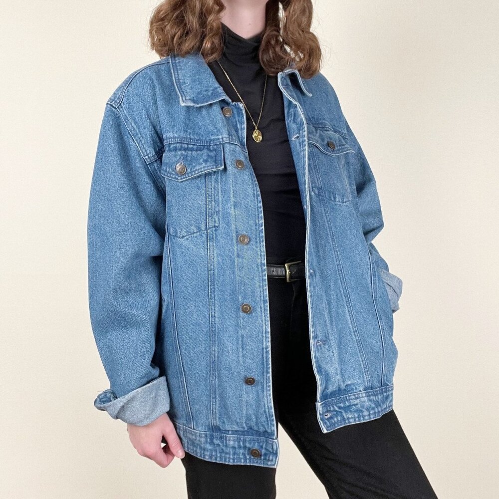 Vintage Wrangler Oversized Denim Jean Jacket Coat Relaxed Fit Lightweight Casual - Picture 3 of 9